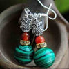 Owl Red Agate Shiny Rhinestones Earrings