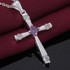 Cross Amethyst Popular Rolo Chain Necklace