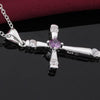 Cross Amethyst Popular Rolo Chain Necklace