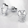 Inlaid Crystals Owl Studs Earrings