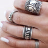 Elephant Totem Leaf Lucky Ring Set